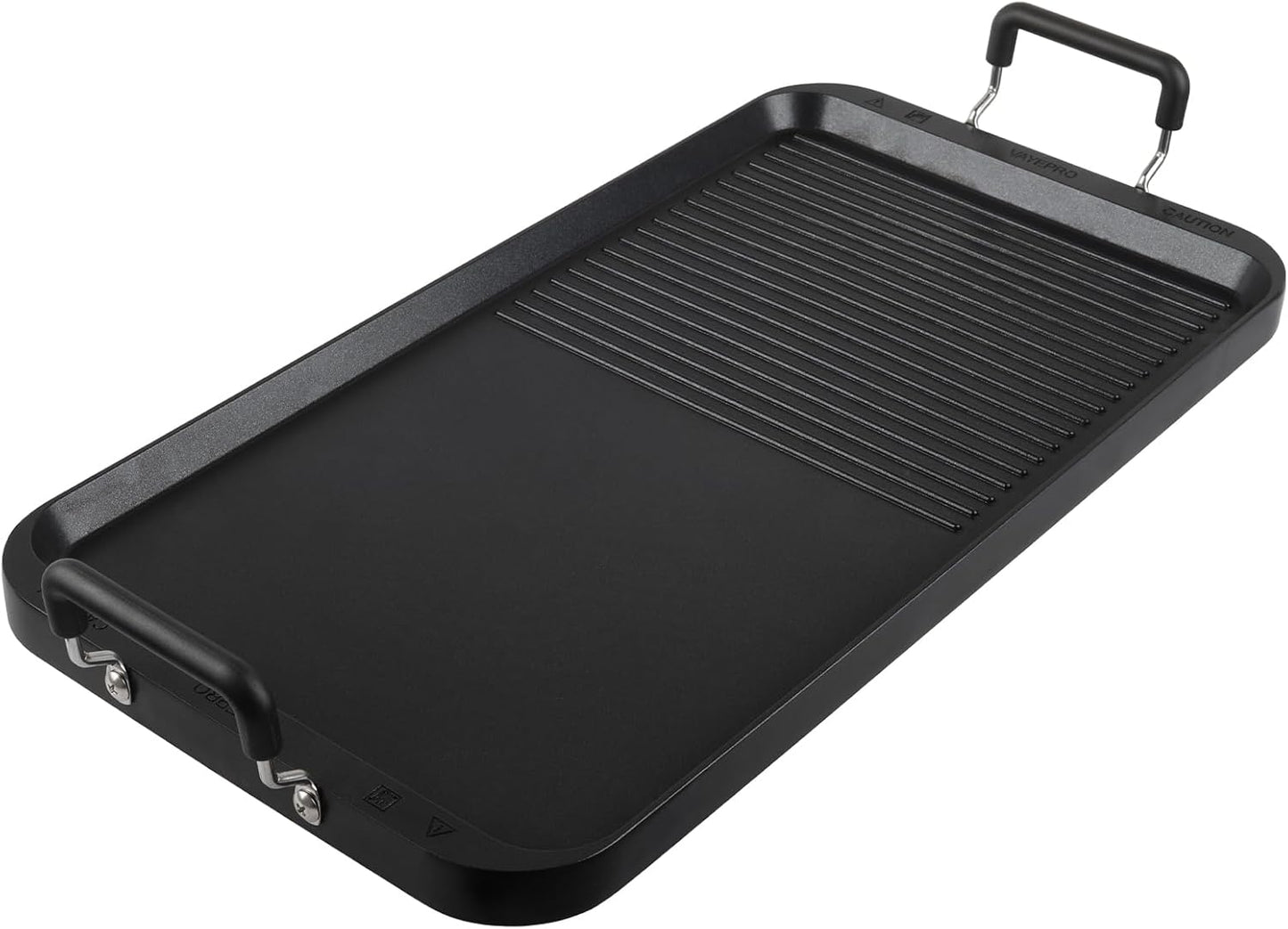 Vayepro 2-in-1 Stove Top Griddle & Grill Pan, 20 Inch Non-Stick Double Burner Griddle for Gas, Electric, and Camping Stoves, Perfect for Pancakes, BBQ