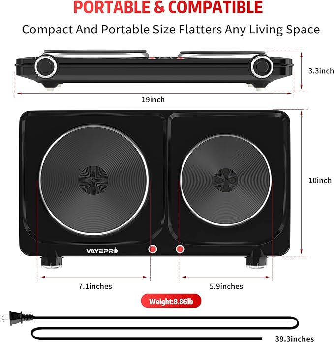 Vayepro 1800W Portable Electric Stove