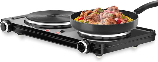 Hot Plate for Cooking, Vayepro 1800W Portable Electric Stove,Double Electric Burner for Cooking,UL listed,Cooktop for Dorm Office Home Camp, Compatible with All Cookware