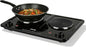 Double Burner Electric Hot Plate, 1800W Cast Iron Heating with Adjustable Temperature Control, Stainless Steel Body for Home, Dorm & Commercial Use